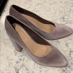 Nordstrom Leith Velvet Lilac/Gray block heel